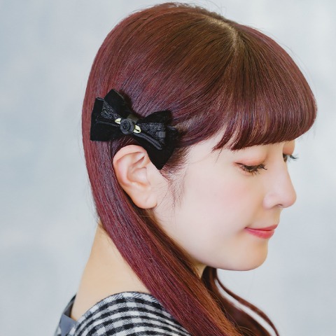 ヘアクリップ2点セット（ベロア×リボン×フラワー）
