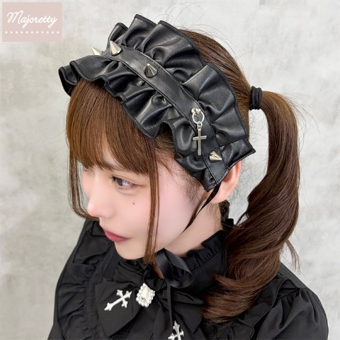 スタッズ付き合皮ヘッドドレス